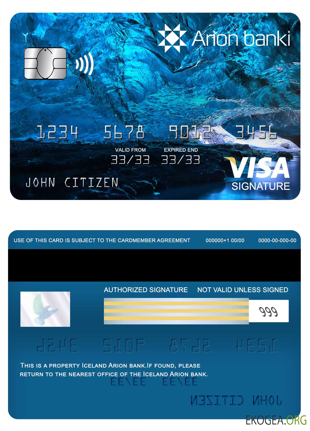 Carte de signature de visa Islande Arion